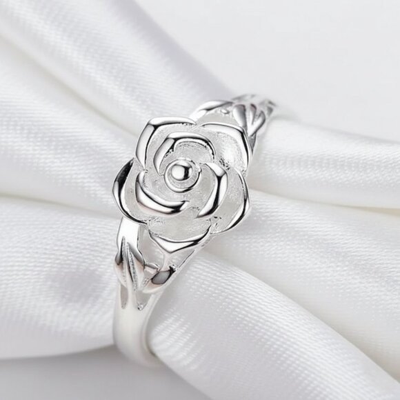 Source Unknown Jewelry - 925 Sterling Silver Plated Rose Flower Fashion Ring Size 7 NWOT